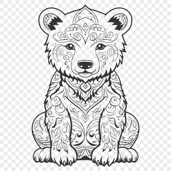 Unique Sitting Bear Vector Drawing