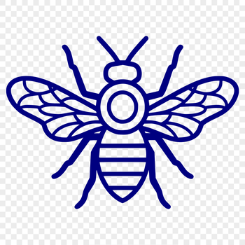 A colorful illustration of a full-body bee with detailed features.