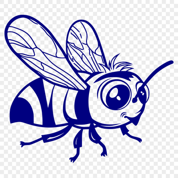 A detailed illustration of a bee in flight, showing its full body structure.