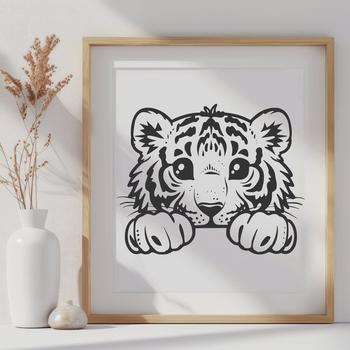 Peeking Tiger Digital Drawing