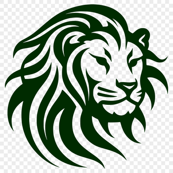 A digital illustration of the head and face of a majestic lion, a common big cat found in savannas and grasslands.