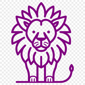 A simple line drawing of a standing full-body lion, perfect for vector art and design.