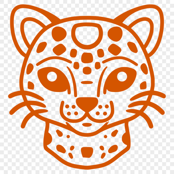 A detailed vector illustration of a wild ocelot's head, suitable for graphic design and printing.