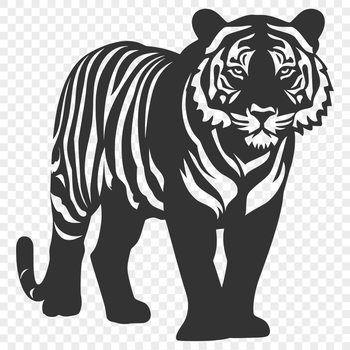 A large, full-body tiger standing upright, rendered in vector format for easy customization.