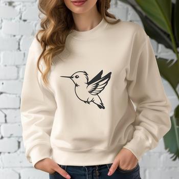 An outline representation of a hummingbird, highlighting its distinctive features for use as a vector graphic design element.