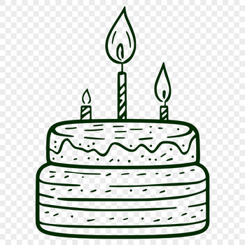 A customizable vector birthday cake illustration suitable for various designs and cutting machines.