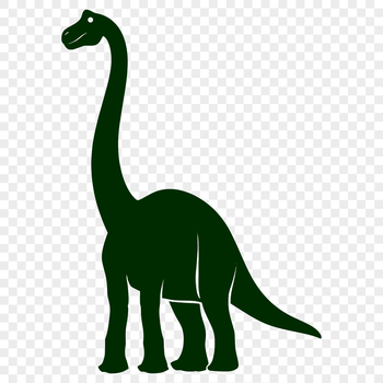 A prehistoric brachiosaurus dinosaur with its long neck and tail depicted in full body.