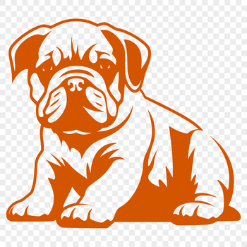 A full-body illustration of a sitting bulldog.