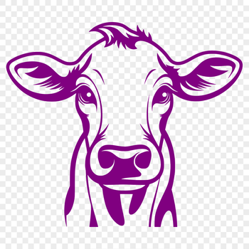 Vector illustration of a cow's head in a simplified style.