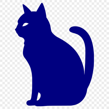 A full-body illustration of a sitting cat in a simple design.