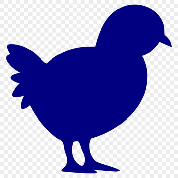 A full-body illustration of a farm animal, depicted as a silhouette of a chick.