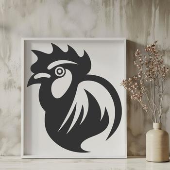 A detailed illustration of a chicken's head, featuring distinct features of a farm animal.