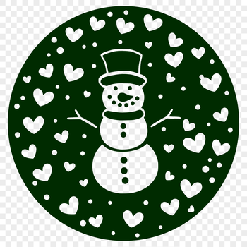 A winter snowman made up of white and red hearts, perfect for Christmas decorations.