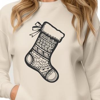 A vector illustration of a Christmas stocking with a hanging loop at the top.