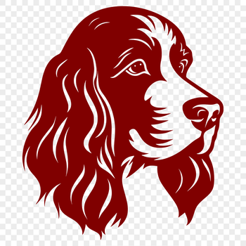 A cute illustration of a Cocker Spaniel's head with floppy ears.