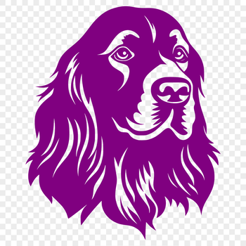 A portrait illustration of a Cocker Spaniel dog breed featuring its distinctive head shape.