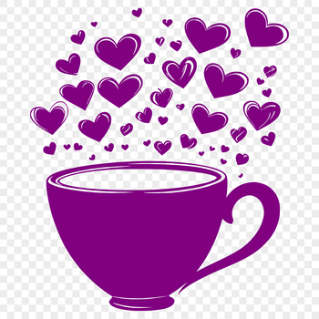 A simple cup design with heart-shaped decorations surrounding the rim.