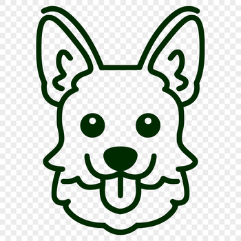 A simple line drawing of a Corgi's head, making it ideal for clipping or stenciling.