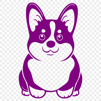 A vector graphic image featuring a corgi in a seated position.