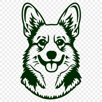 A cute corgi's head, designed as a vector graphic suitable for various digital uses.