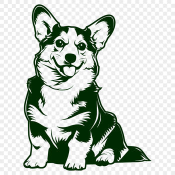 A stylized illustration of a sitting corgi, suitable for use in graphic design projects.