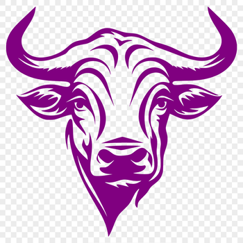 A close-up illustration of a cow's head, suitable for vector graphics design.
