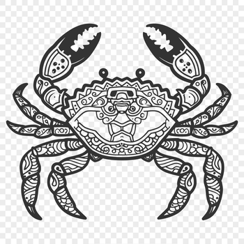 Detailed illustration of a full-body crab with ornate details in vector format.