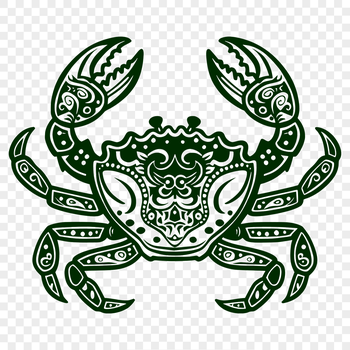 A vector representation of a crab in ornate detail, ideal for use as clip art or template in various digital applications.