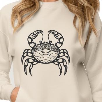 A detailed, full-body illustration of a crab, suitable for vector graphic design.