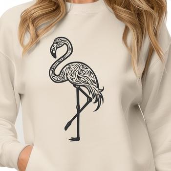 A full-body illustration of an ornate flamingo bird in standing position.