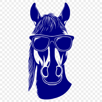 Horse Wearing Sunglasses Stencil DXF - Free Commercial Use