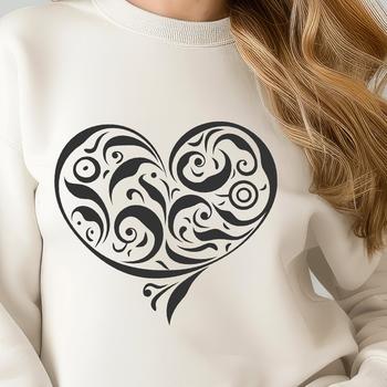 A simple ornate heart shape designed with precision, suitable for various uses.