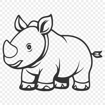 A detailed illustration of a rhino's head and body, suitable for vector design and cutting machine use.