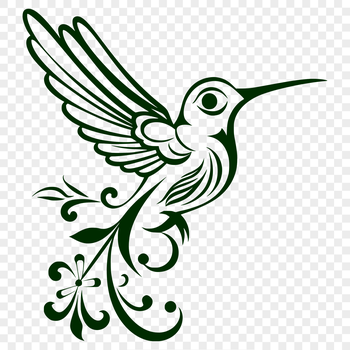 A colorful, detailed illustration of a hummingbird in mid-flight, showcasing its ornate plumage and agile body.