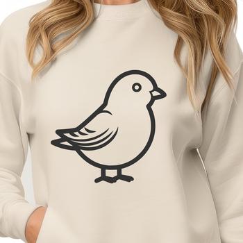 An SVG illustration of a small bird with clean lines and minimal details.