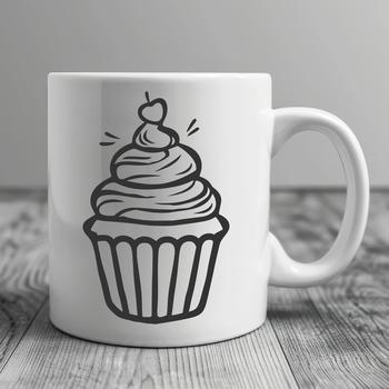 A colorful illustration of a cupcake, perfect for crafting or design projects.