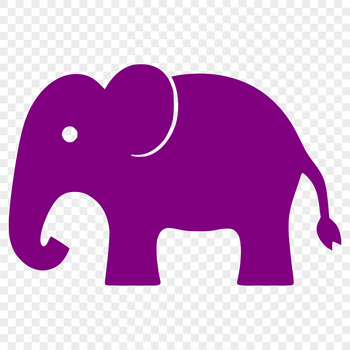 An illustration of a large mammal with a long trunk and tusks.