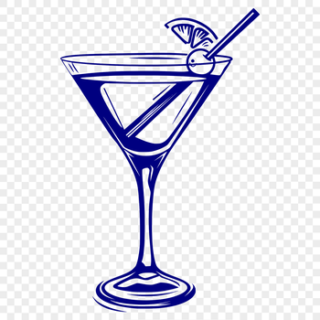 A transparent glass filled with a colorful cocktail drink, suitable for vector graphics design.