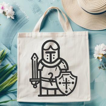 Medieval knight illustration in vector format, suitable for commercial or personal projects requiring a medieval theme.
