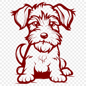 Close-up illustration of a small dog breed, the Miniature Schnauzer, in profile.
