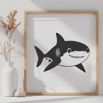 A detailed illustration of a shark, suitable for vector graphics and cutting machine designs.