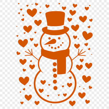 A cheerful snowman made with love hearts, perfect for a winter Christmas theme.