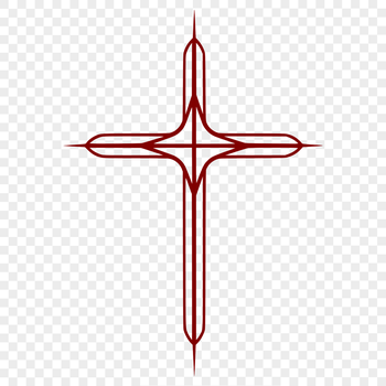 A detailed illustration of a Christian cross symbol with intricate details.