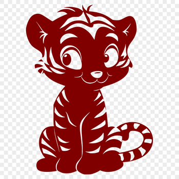 A full-body illustration of a tiger sitting on its haunches, rendered as a vector graphic.