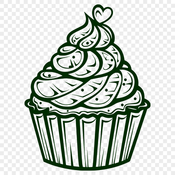 A vector illustration of a cupcake with love hearts on top, suitable for commercial or personal use.