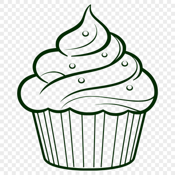 A digital illustration of a single cupcake on a plate, perfect for vector design projects.