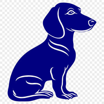 A full-body illustration of a sitting Dachshund breed dog with detailed features.