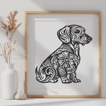 Ornate Dachshund In PDF And PNG