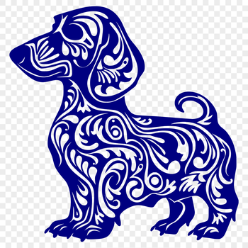 A standing dog with a long body and short legs, suitable for vector art.