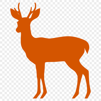 A stylized illustration of a deer in its natural habitat.